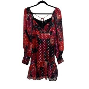 Karen Millen Floral Metallic Beaded Cuff Woven Mini Dress US 8